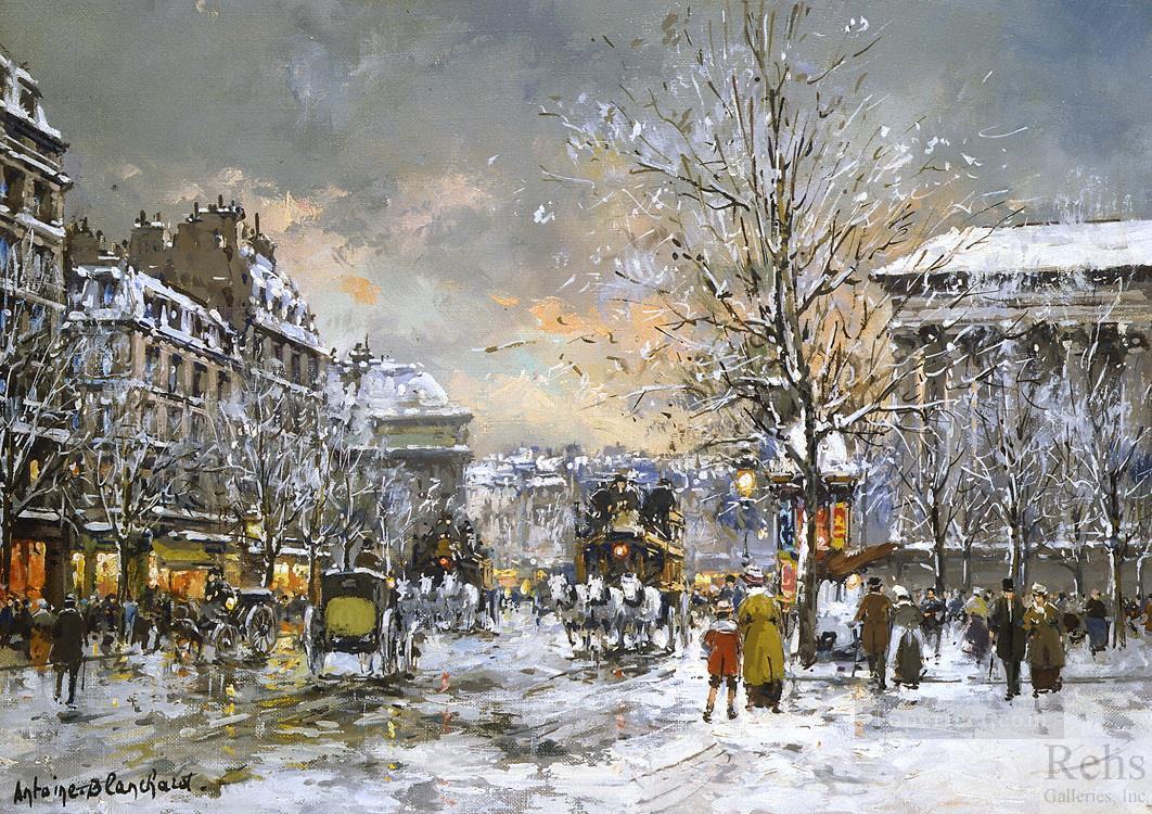 AB ómnibus en la plaza de la madeleine invierno parisino Pintura al óleo